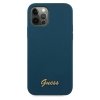 Guess GUHCP12LLSLMGBL iPhone12 Pro Max 6,7 niebieski/blue hardcase Metal Logo Script